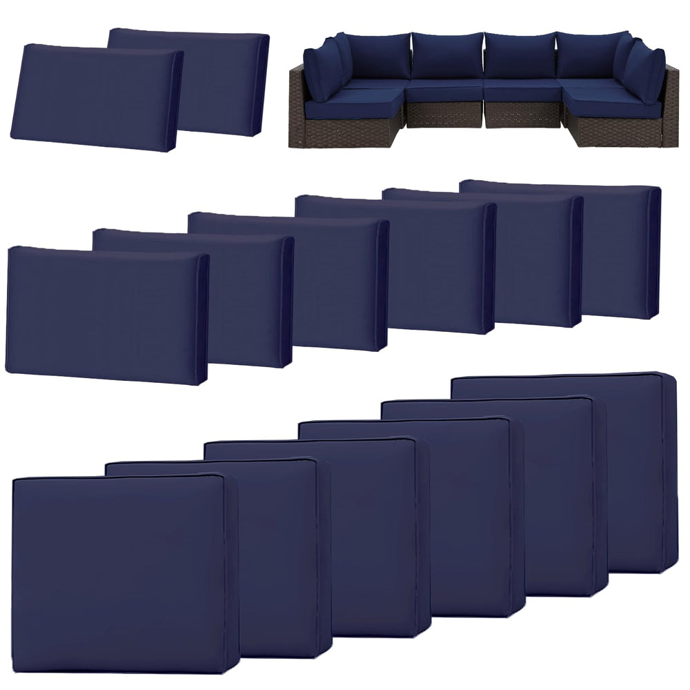 HOMREST front view of navy 14-piece cover set showing neat fit and fresh look