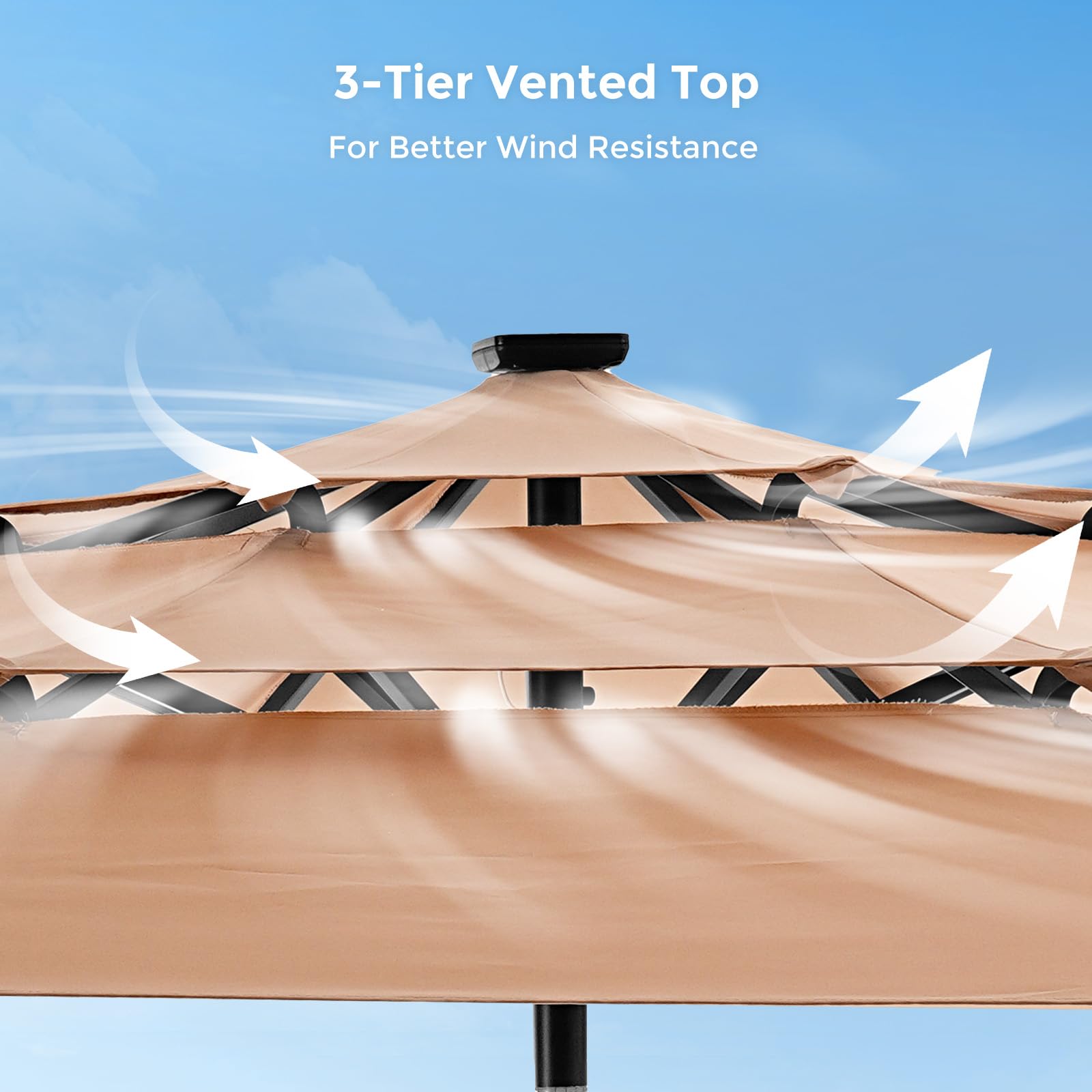 HOMSHADE reinforced ribs and steel frame detail conveying durable support