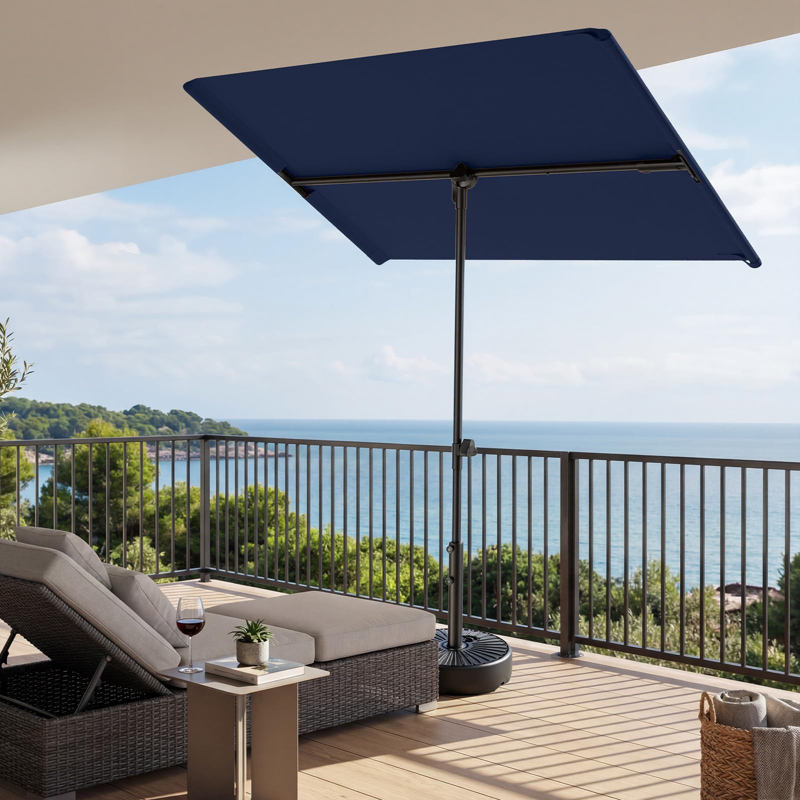 HOMSHADE size comparison next to chair displays canopy coverage