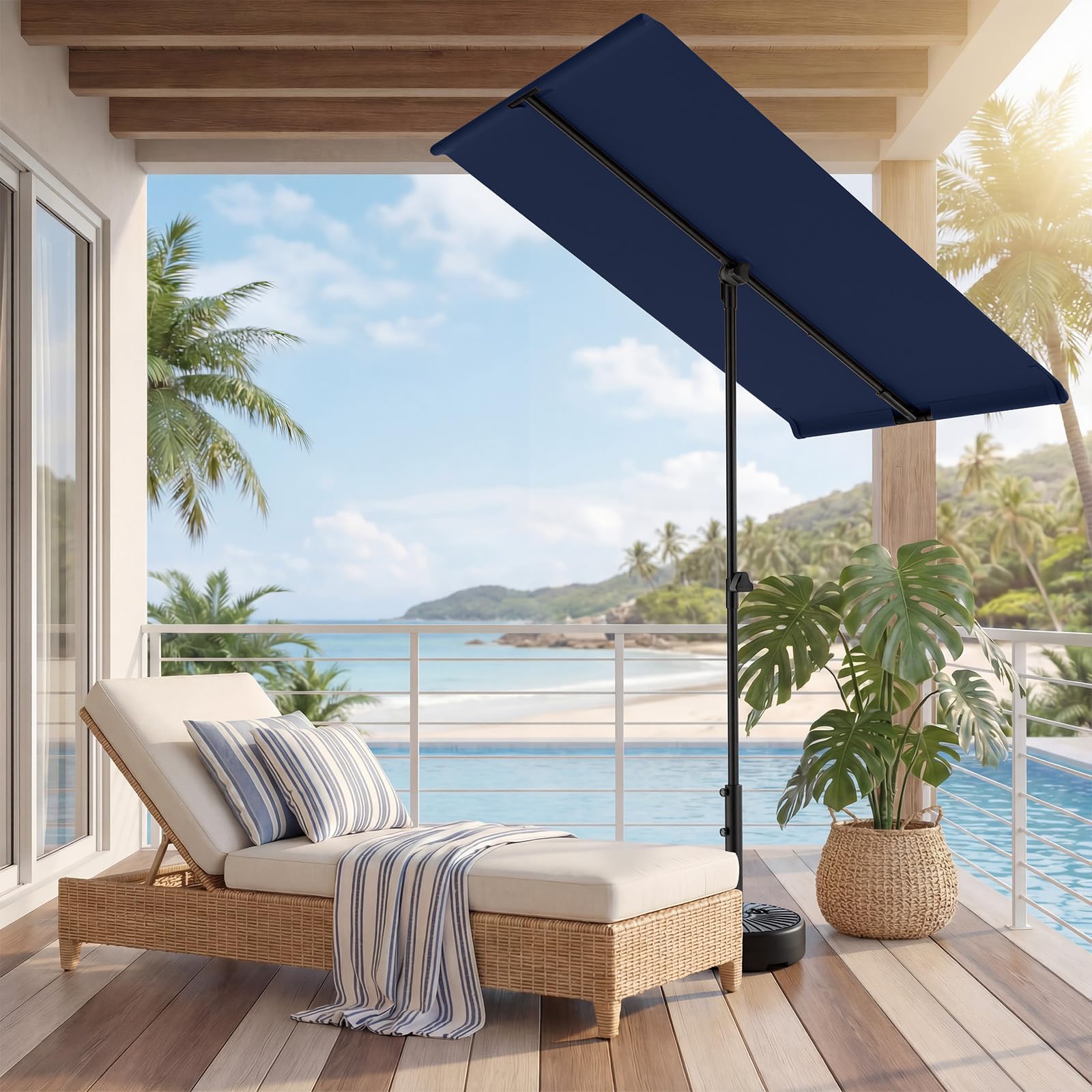 HOMSHADE side profile of rectangular canopy maximizing narrow shade