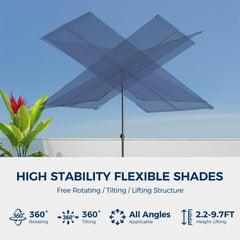 HOMSHADE tilted umbrella on balcony demonstrating directional shade