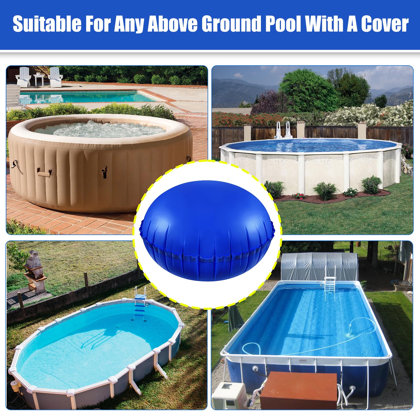 HOMSHIAM pillow next to pool ladder for scale and easy size assessment