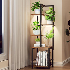Homsorout front view corner plant stand organizes plants neatly