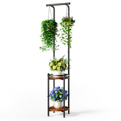 Homsorout front view of 2-tier plant stand showcasing vertical plant display benefits