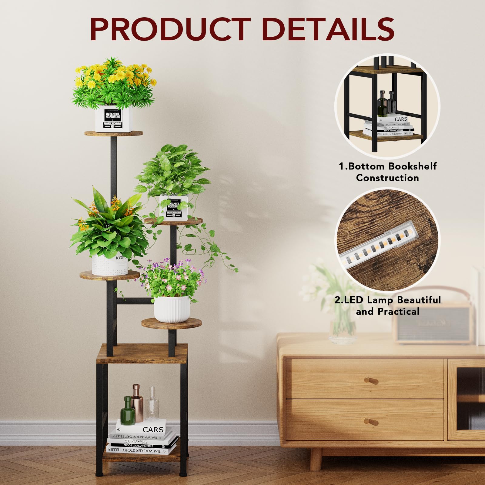 Homsorout in living room setting showcasing how the stand elevates interior greenery