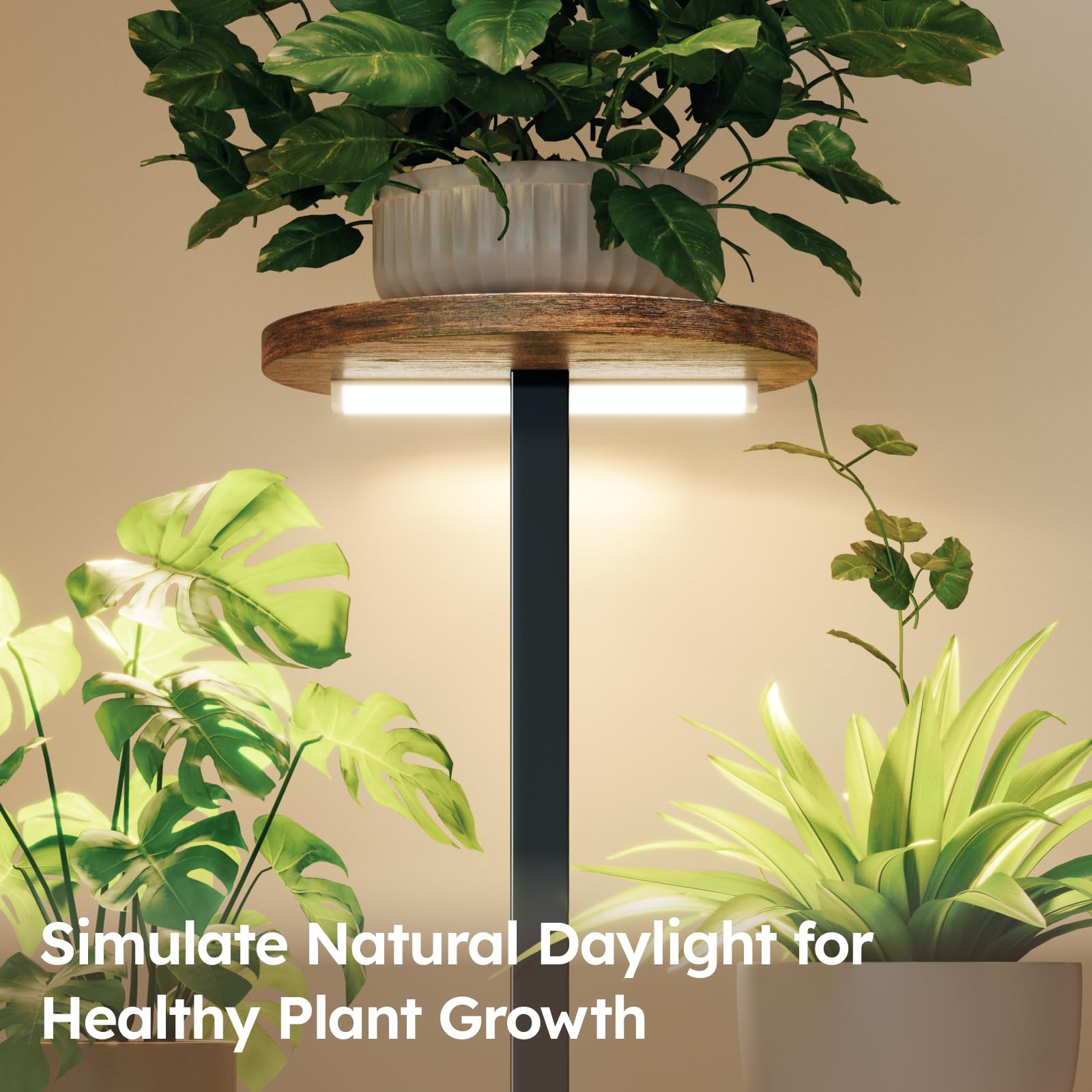 Homsorout grow light arm detail showing flexible joints and light heads to target plants benefit