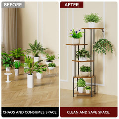 Homsorout hanging hook holding a basket to display trailing plants and save floor space