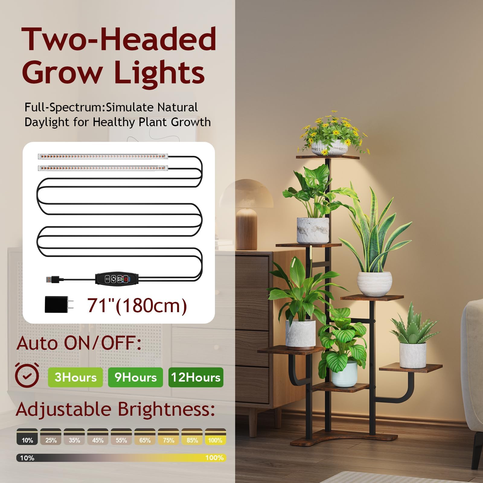 Homsorout luz de cultivo ajustable enfocando plantas y mejorando crecimiento