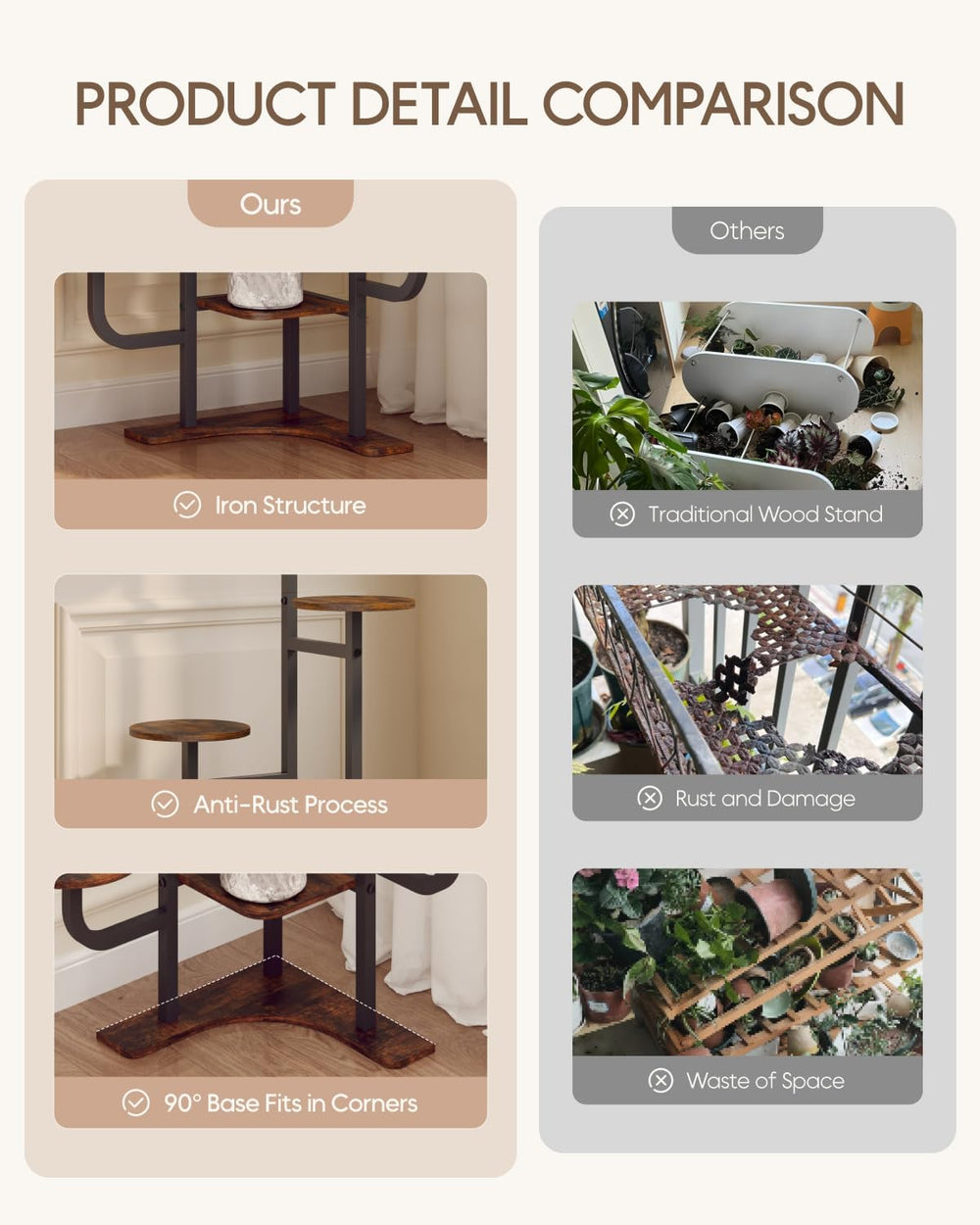 Homsorout metal frame detail emphasizing sturdy powder-coated protection