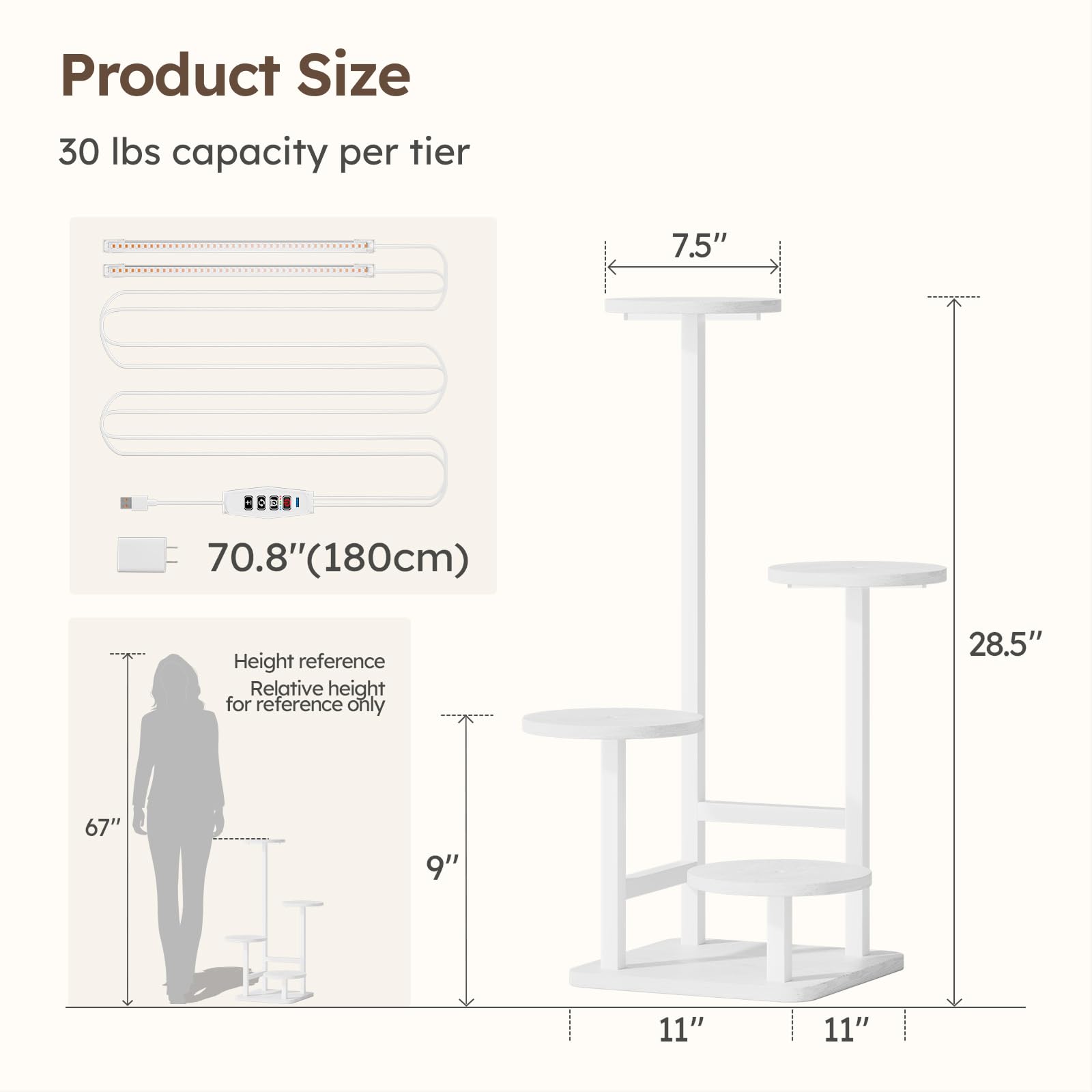 Homsorout plant stand next to plants to show scale and pot capacity