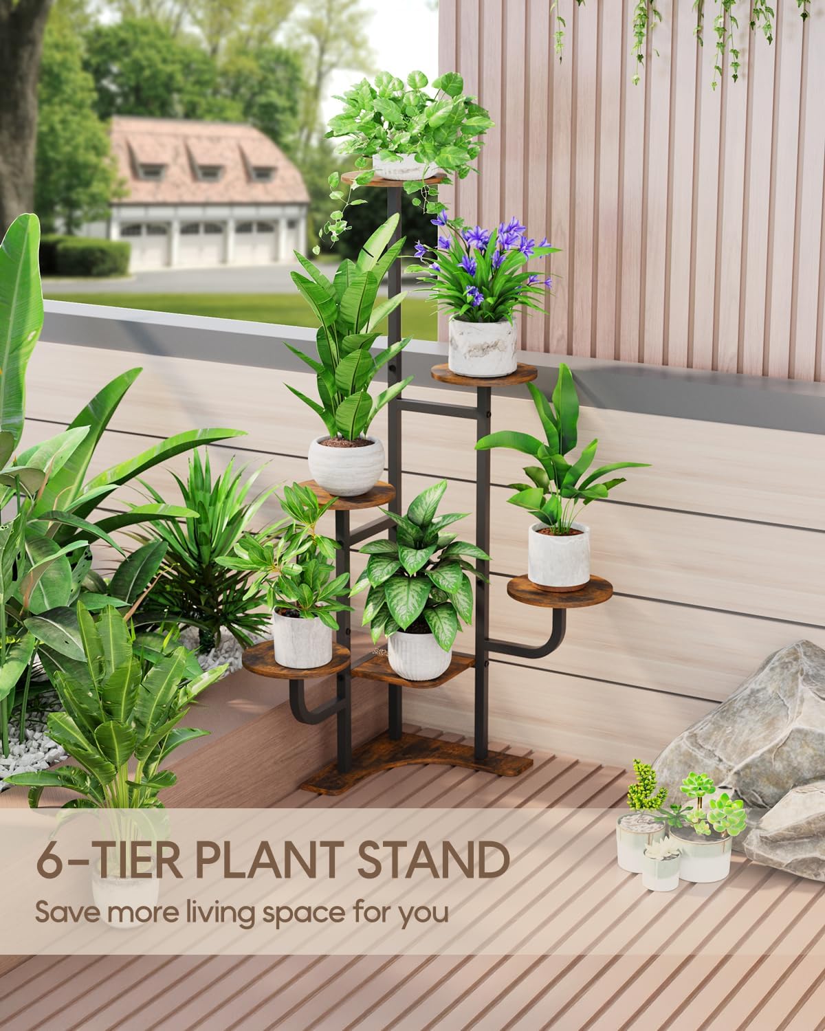 Homsorout stand holding assorted pot sizes illustrating versatile capacity