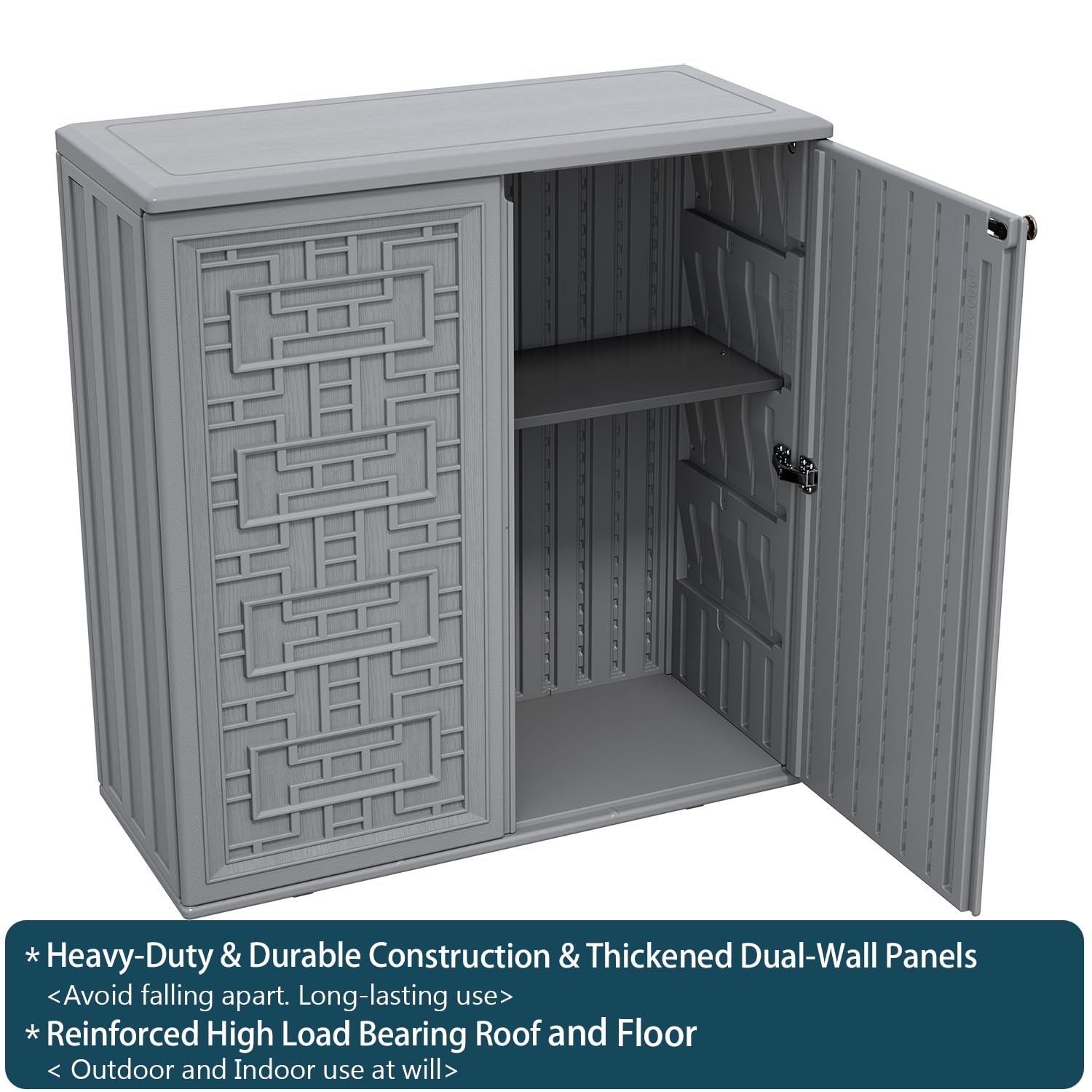 HOMSPARK cabinet on patio storing cushions and tools showing outdoor protection benefit