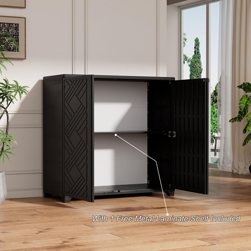 HOMSPARK open doors revealing shelf and organized storage benefit