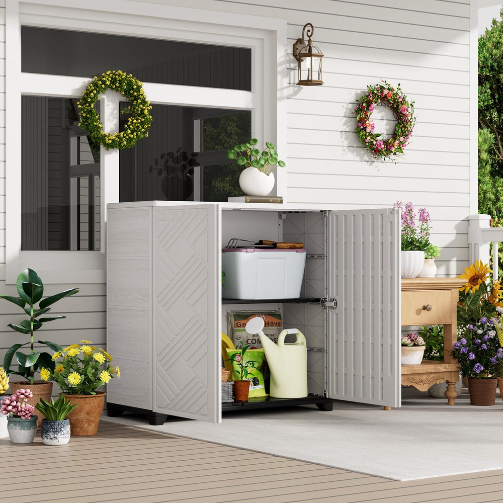 HOMSPARK cabinet beside chair to show scale and space-saving benefit