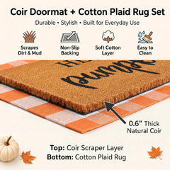 Homydecor alfombra a cuadros naranja y blanca vista completa y color otoñal