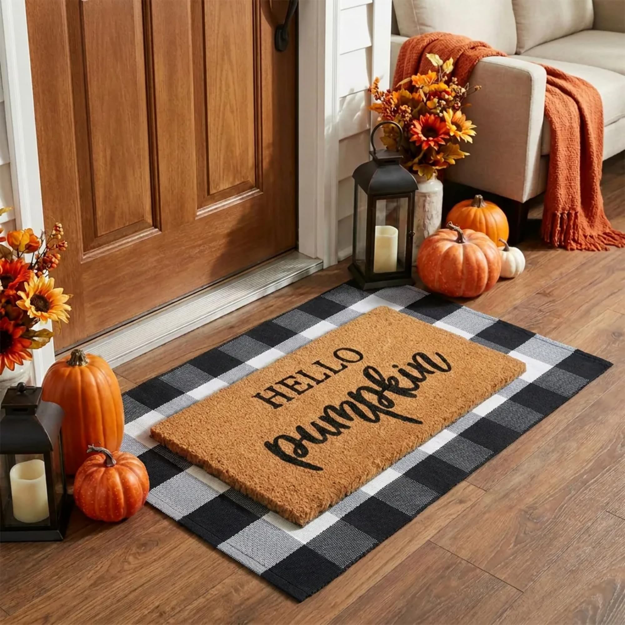Homydecor alfombra buffalo plaid en blanco y negro estilo clásico