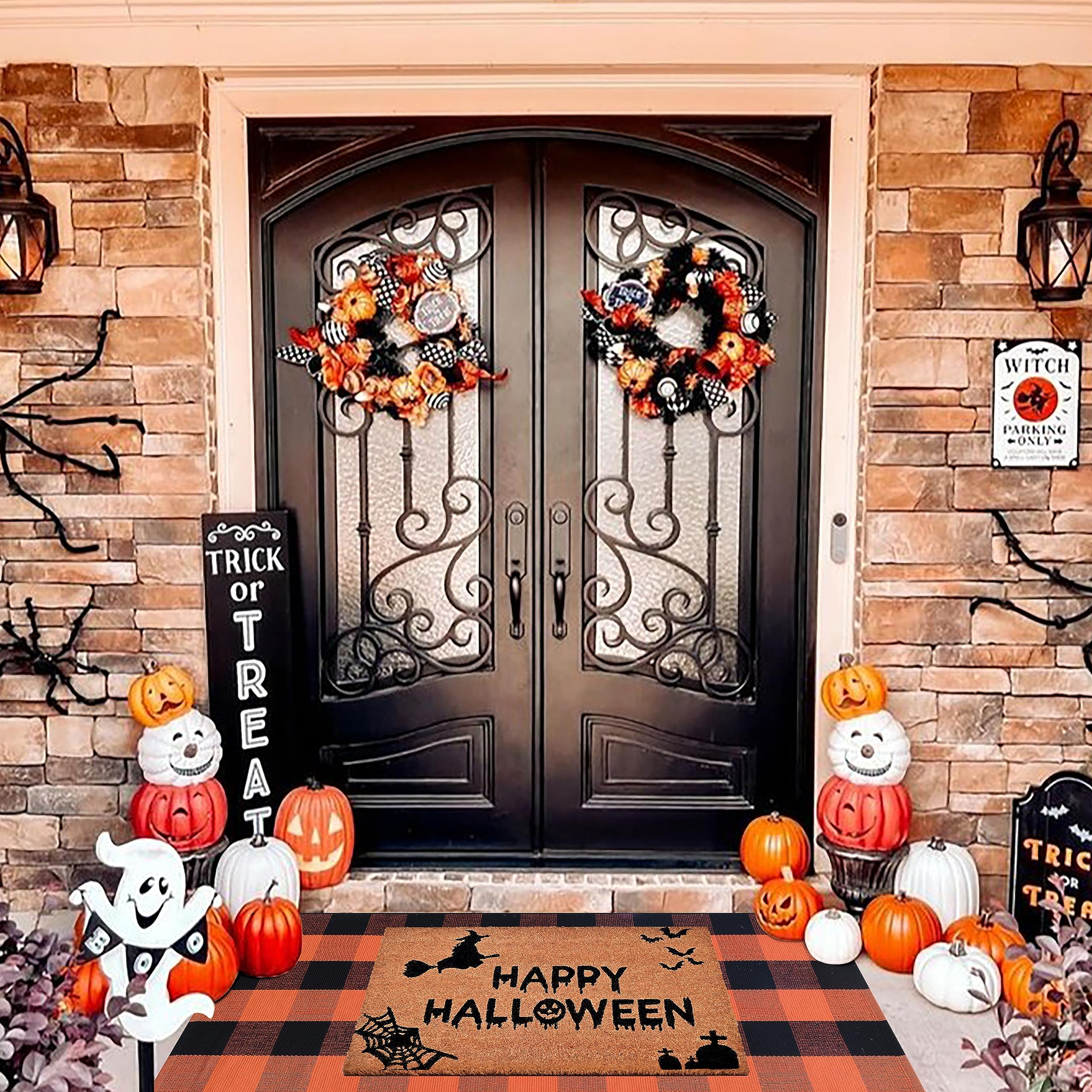 Homydecor coco coir welcome mat front view showing durability and seasonal appeal