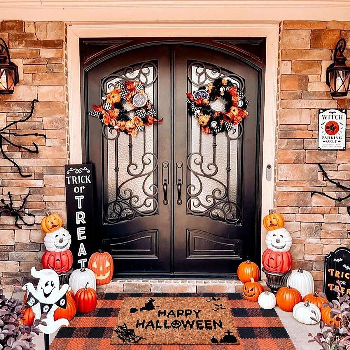 Homydecor coco coir welcome mat front view showing durability and seasonal appeal