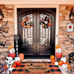 Homydecor coco coir welcome mat front view showing durability and seasonal appeal