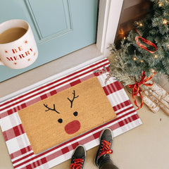 Homydecor cotton rug full lay flat showing red and white check pattern for cozy decor