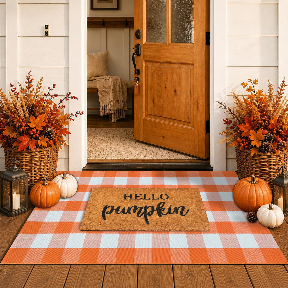 Homydecor escena de entrada decorada para Acción de Gracias y estilo festivo