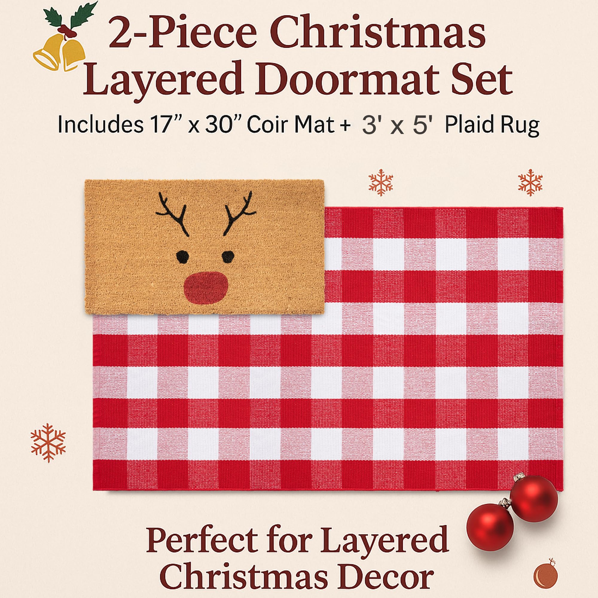 Homydecor red and white plaid rug flat lay highlighting cozy texture