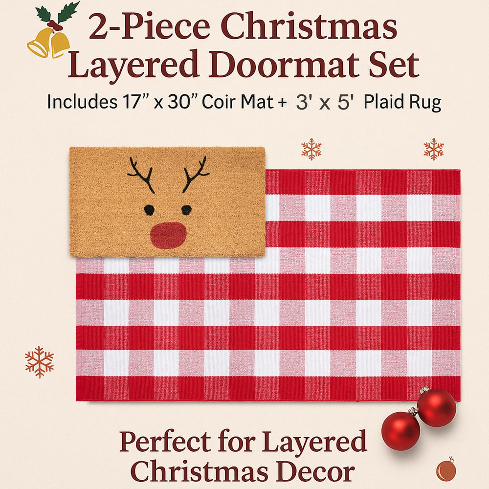 Homydecor red and white plaid rug flat lay highlighting cozy texture