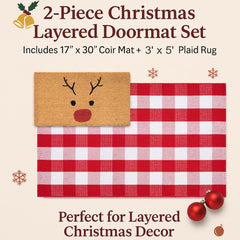 Homydecor red and white plaid rug flat lay highlighting cozy texture