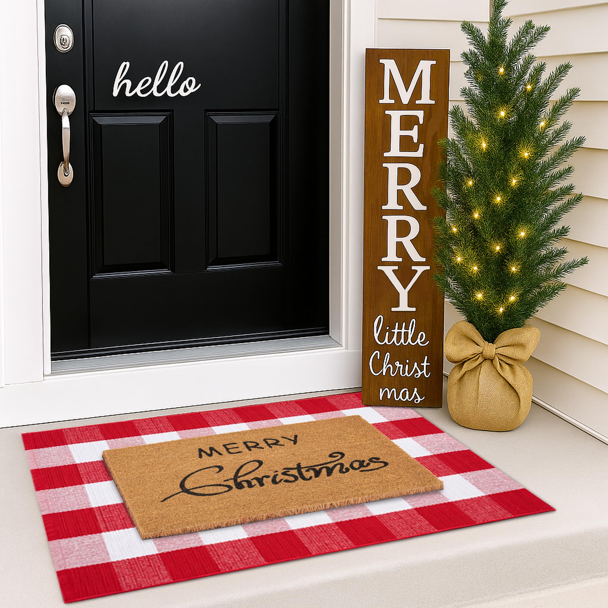 Homydecor mat and rug at doorway to show size comparison and correct placement