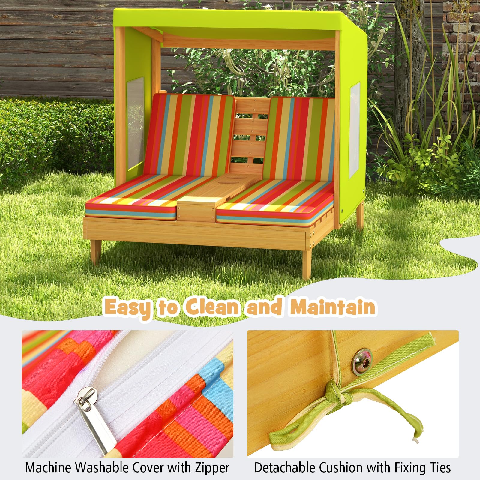 HONEY JOY cup holder and hidden storage compartment, keeps drinks and toys organized