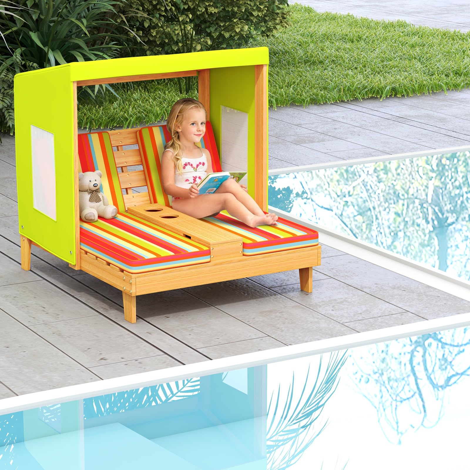HONEY JOY light green lounge in garden lifestyle, enhances backyard relaxation and aesthetics