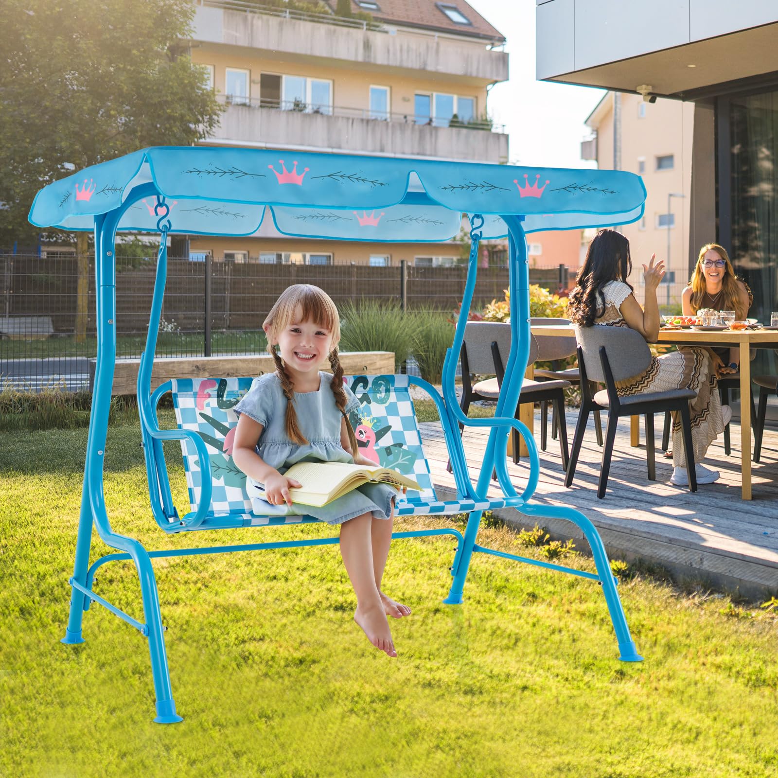 HONEY JOY swing beside measuring tape, illustrates compact dimensions and fit