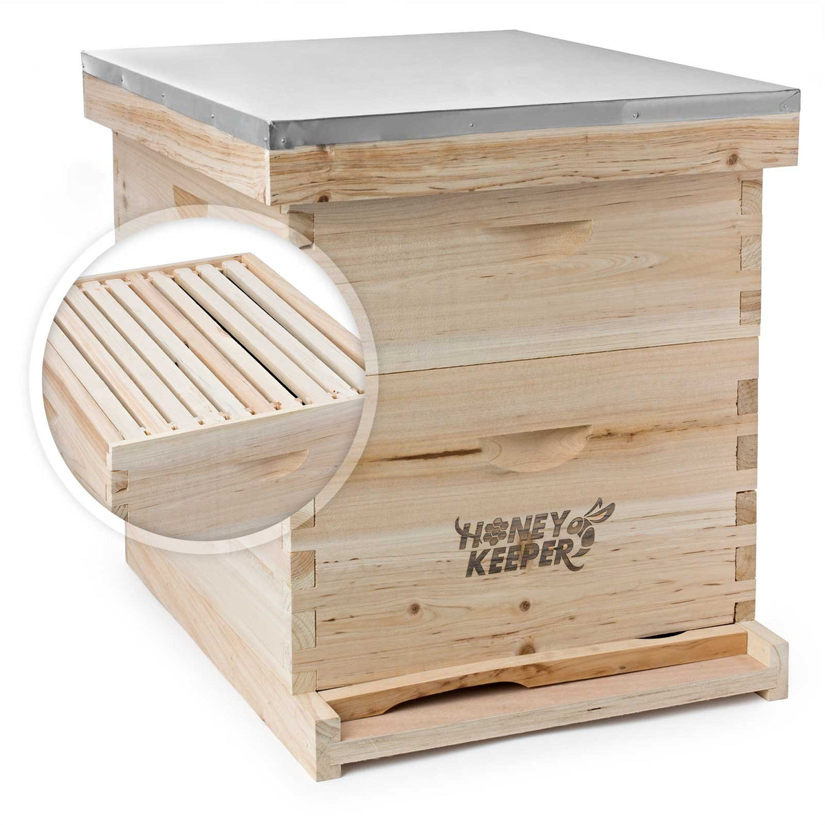 Honey Keeper full assembled hive front view showing sturdy build and easy access