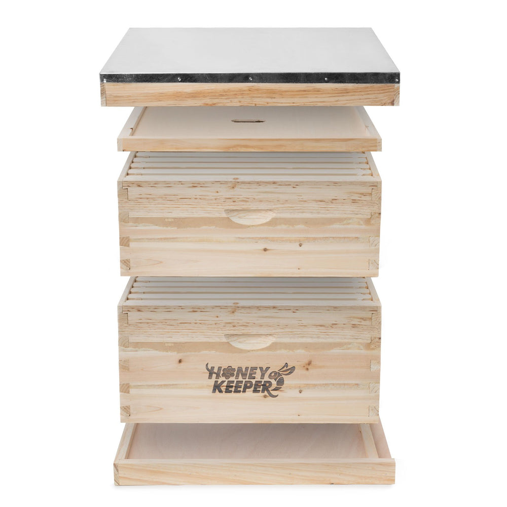 Honey Keeper ten deep and ten medium frames with plastic foundations guiding comb