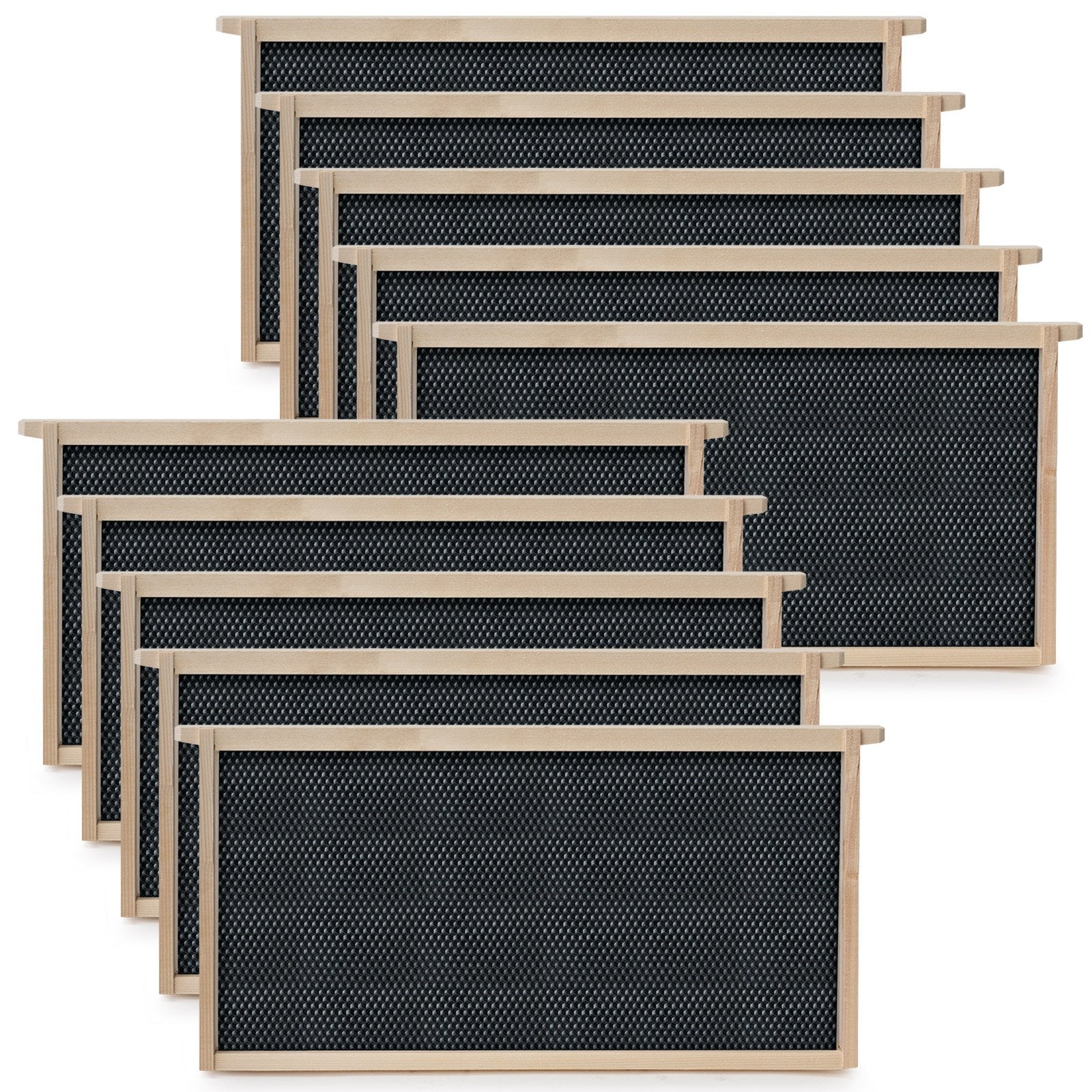 Honey Keeper front packaging showing ten deep frames and included nails, durable kit benefit