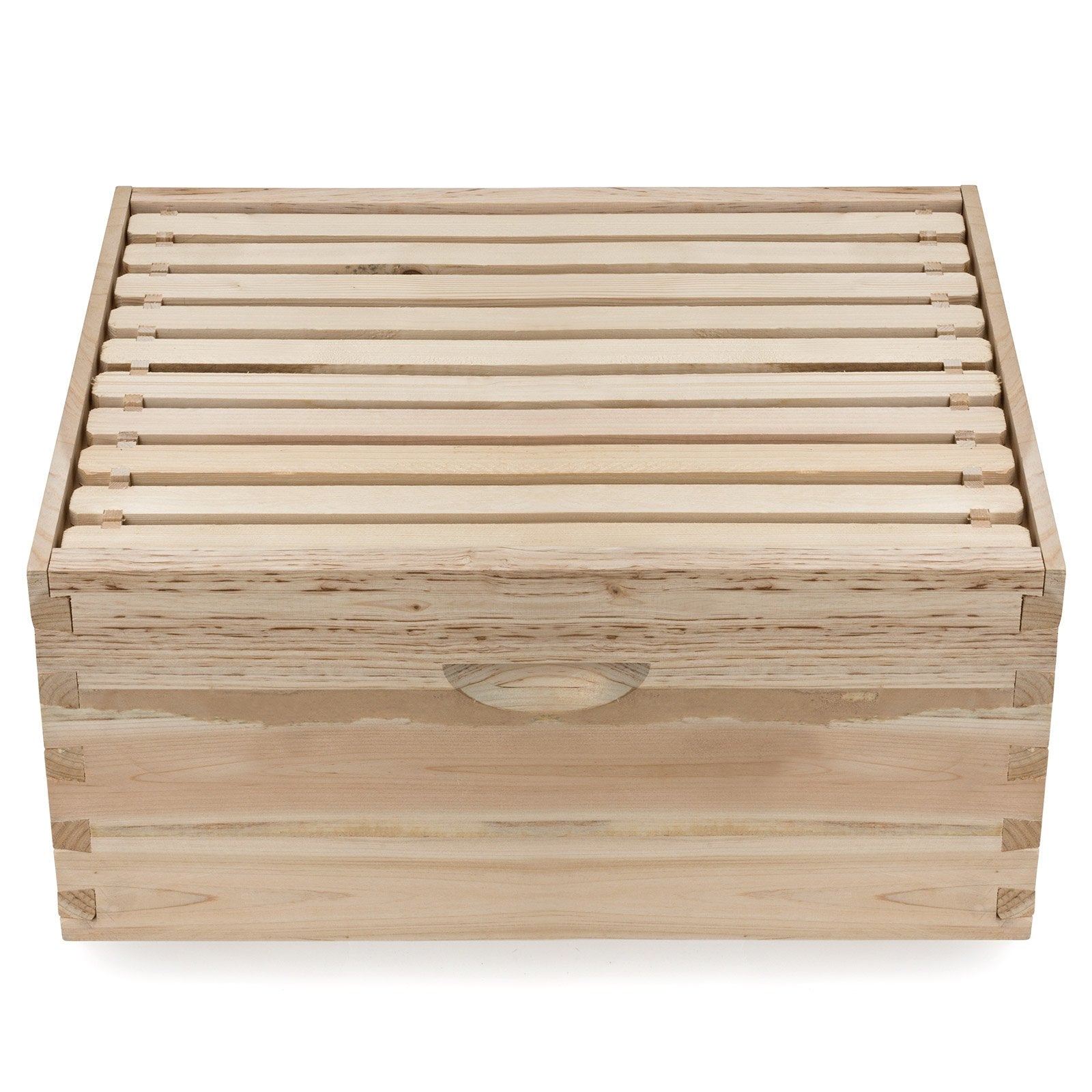 Honey Keeper front view of super box showing fit and finish for reliable stacking