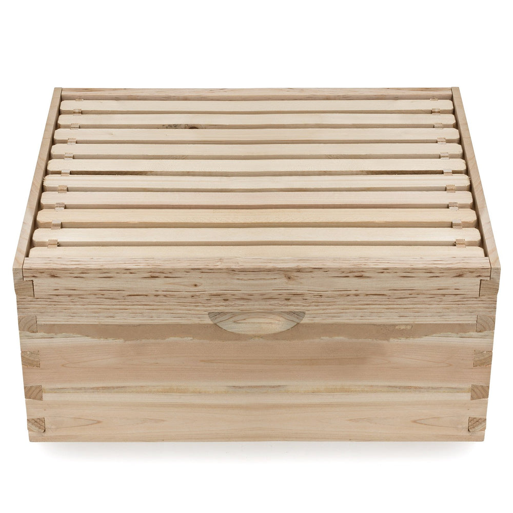 Honey Keeper front view of super box showing fit and finish for reliable stacking
