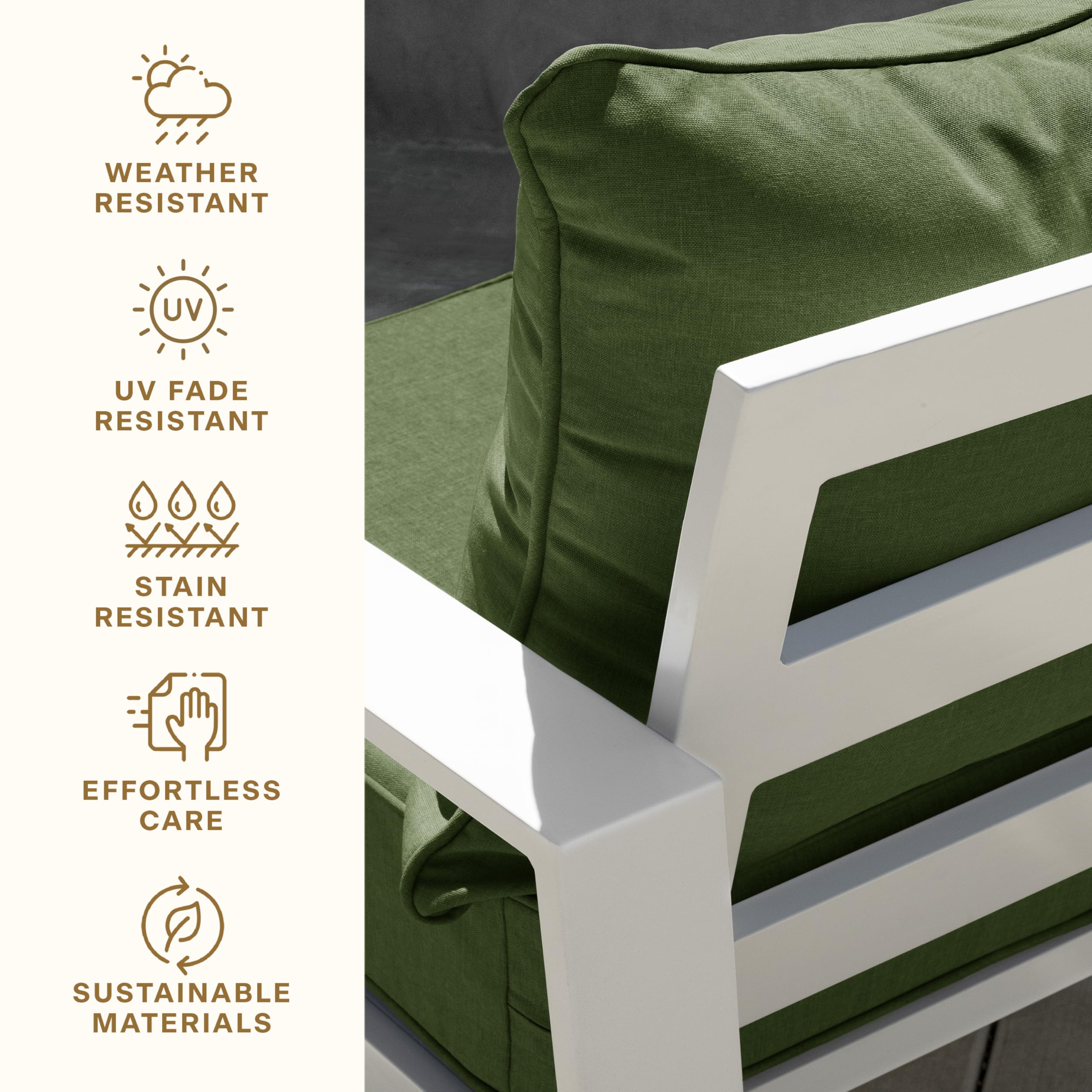Honeycomb cushion styled on patio chair showing comfortable outdoor living