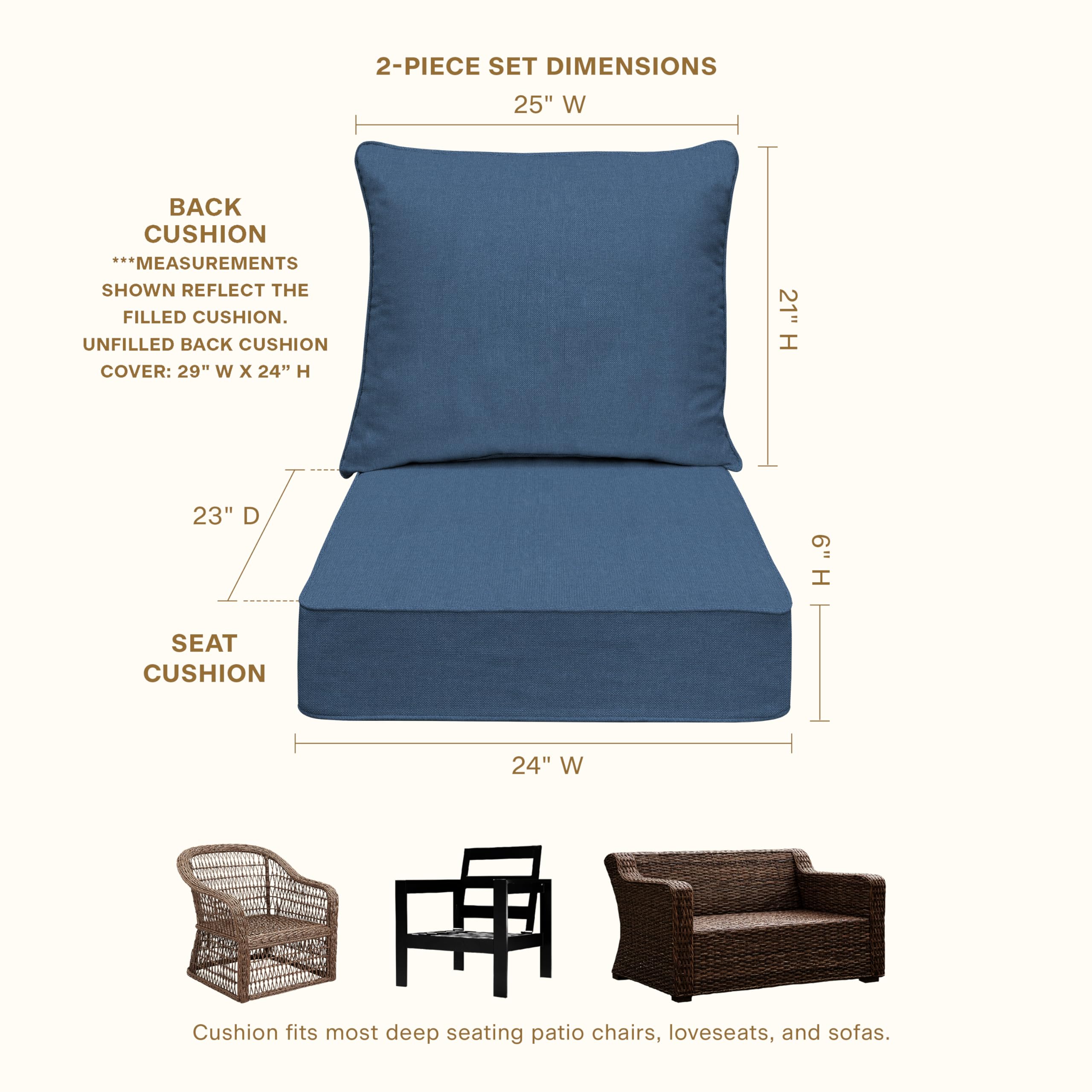 Honeycomb cushion beside tape measure displaying 24 by 23 inch seat dimensions