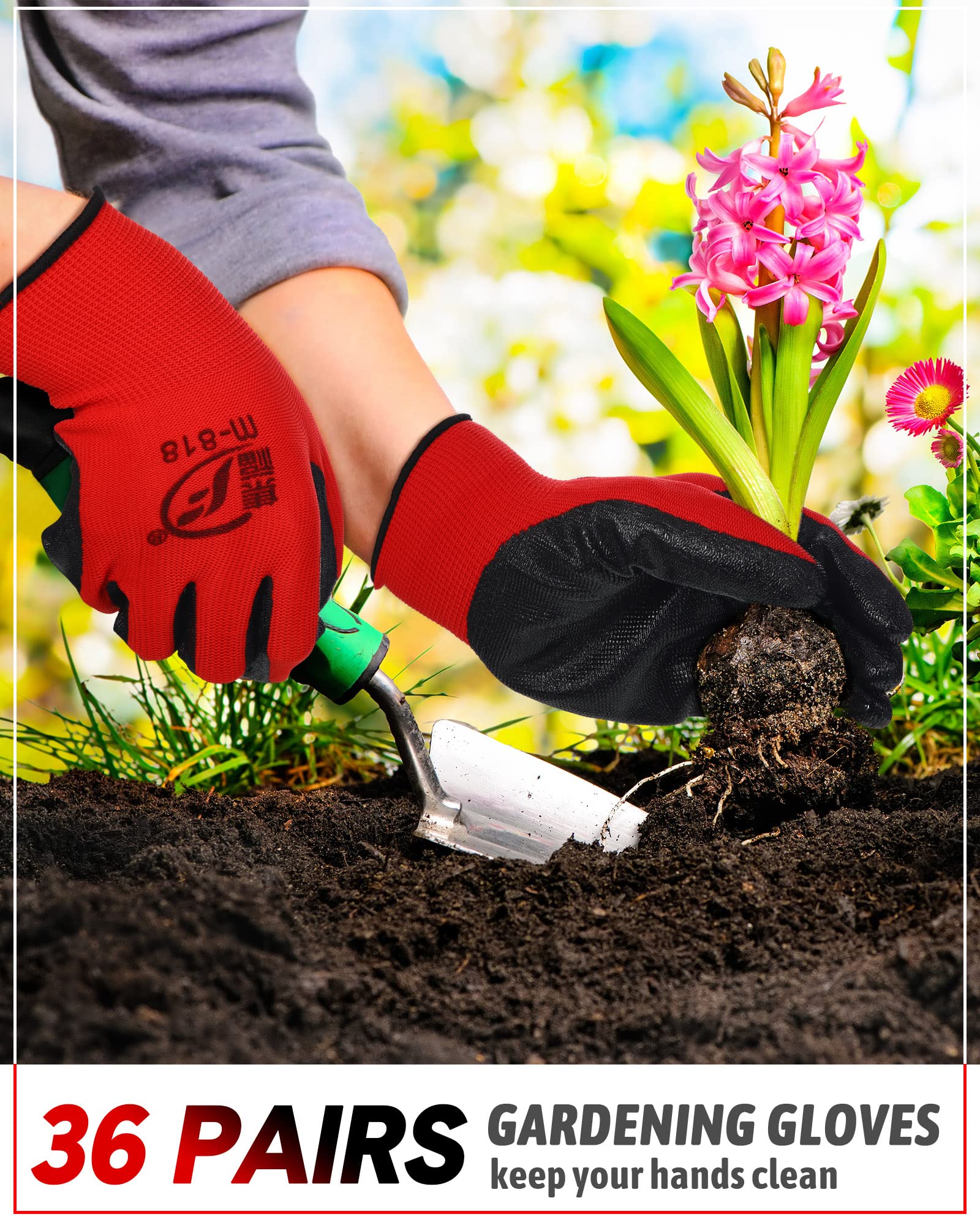Honeydak gloves worn while planting showing protection and improved grip during gardening tasks