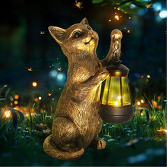 HONGLAND cat statue front view showing bronze finish and curb appeal