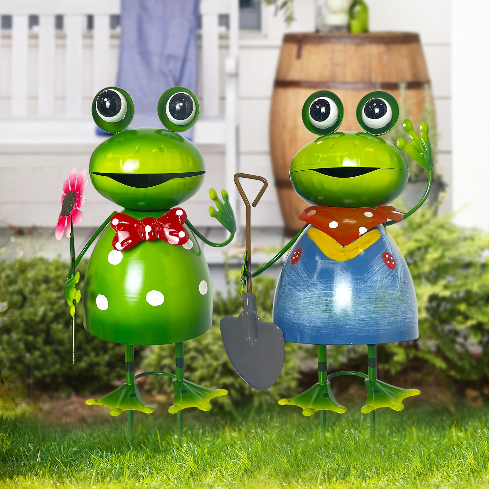 HONGLAND frogs placed in a flower bed adding charming garden interest