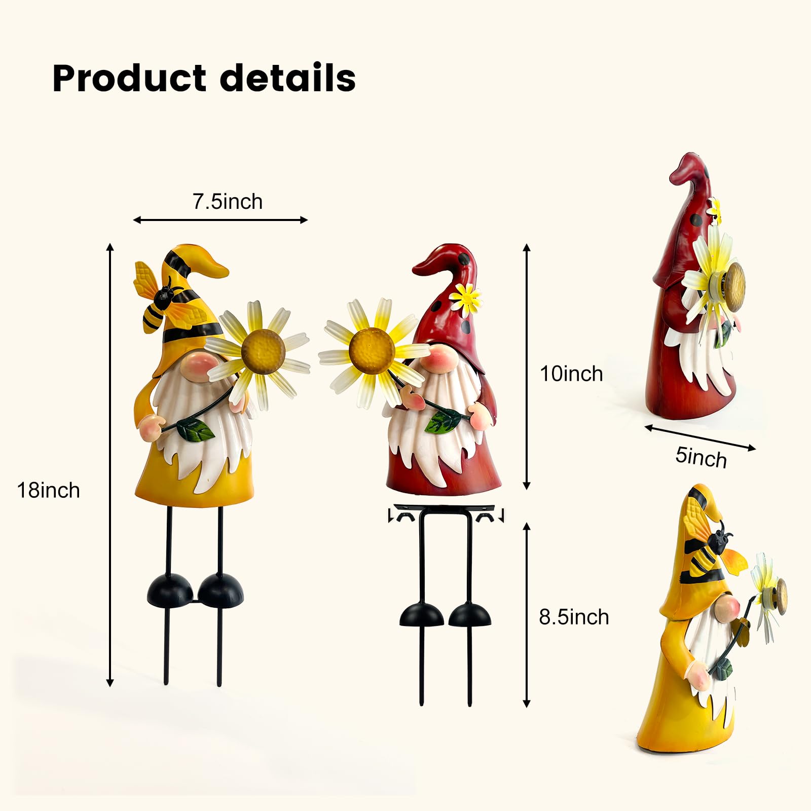 HONGLAND gnome close-up of metal texture and paint protecting outdoor finish