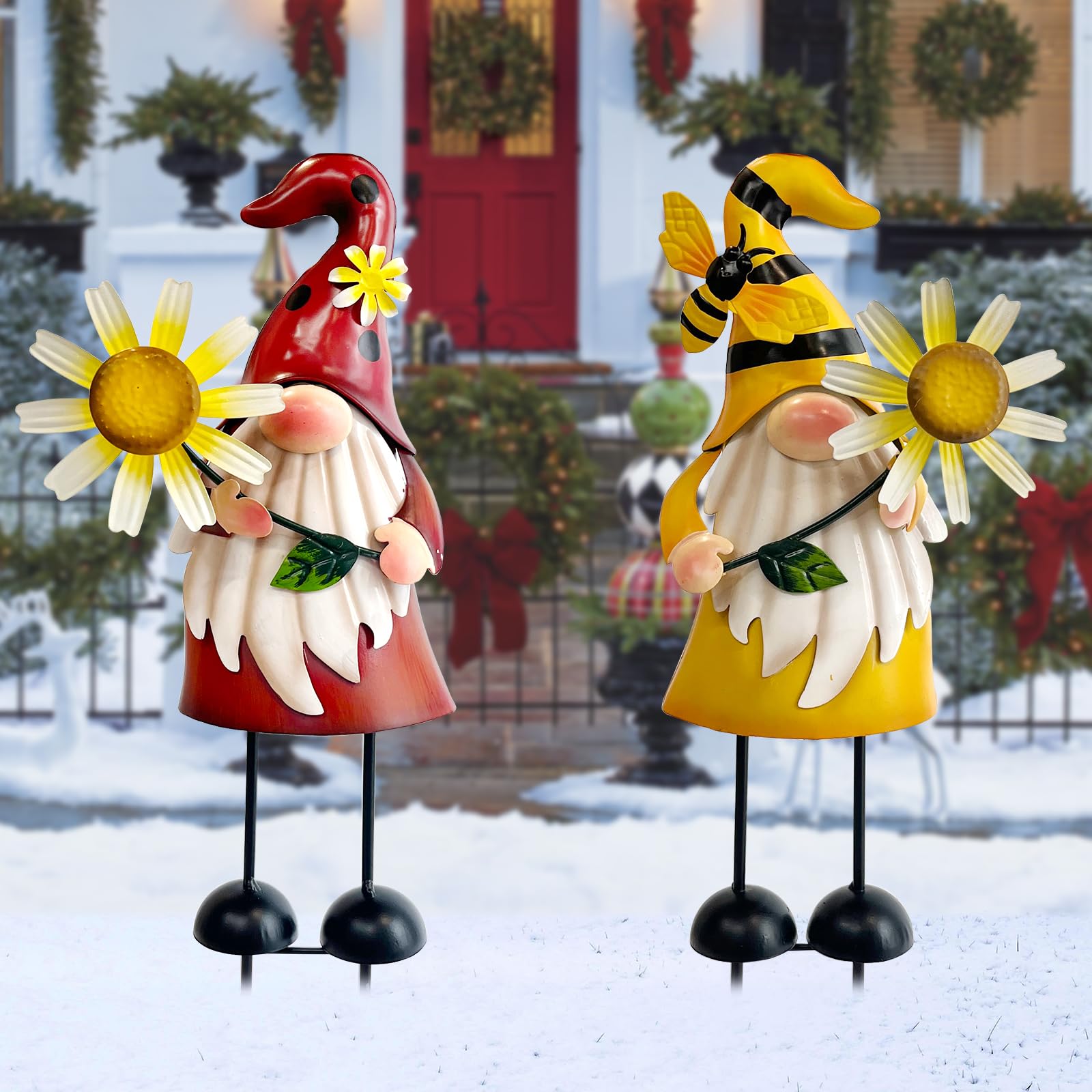 HONGLAND gnome in holiday scene showing seasonal decorating versatility and cheer