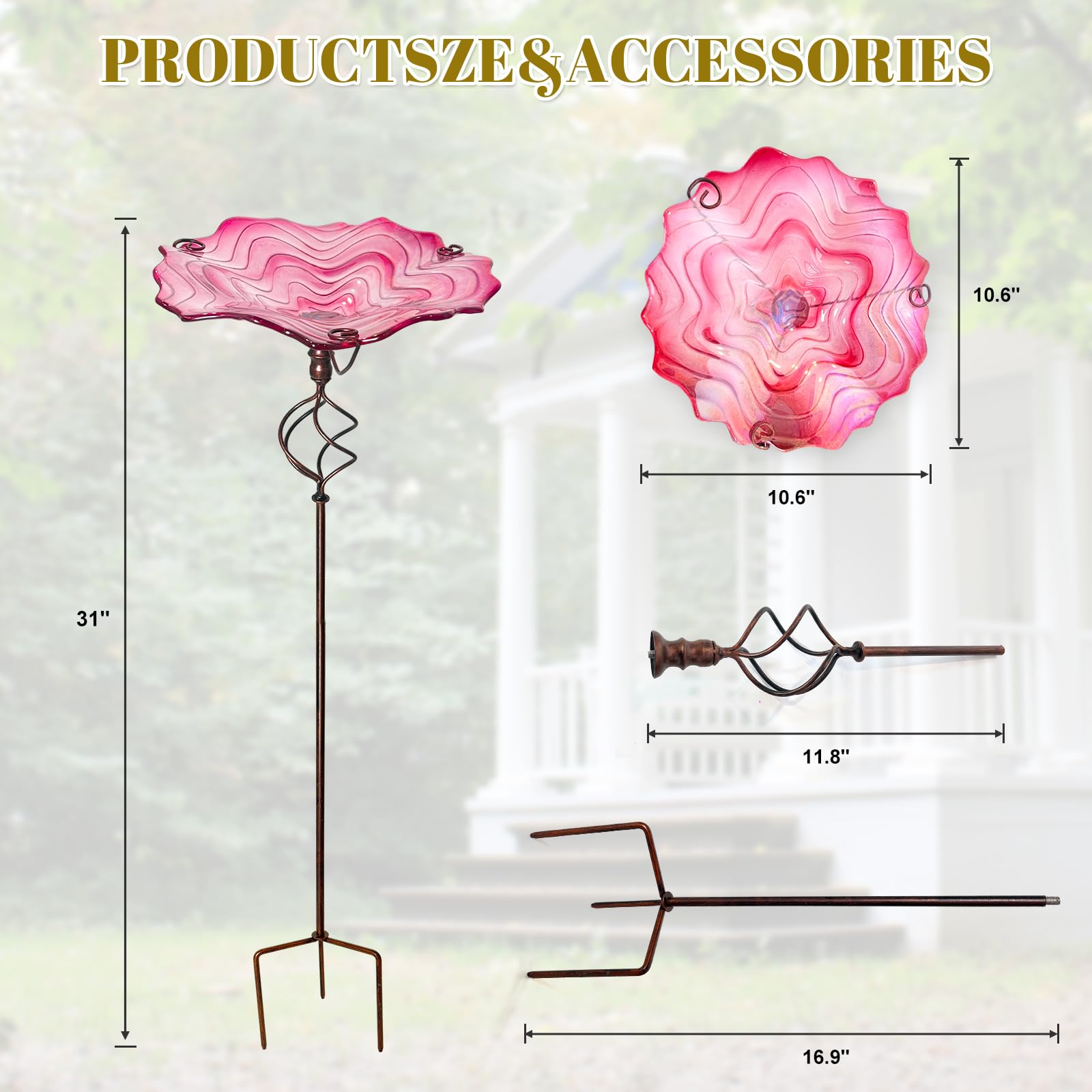 HONGLAND coated metal stake and four-prong base demonstrating stable outdoor support