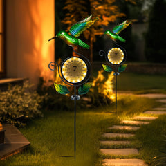 HONGLAND stake installed in lawn providing temperature info and decorative flair