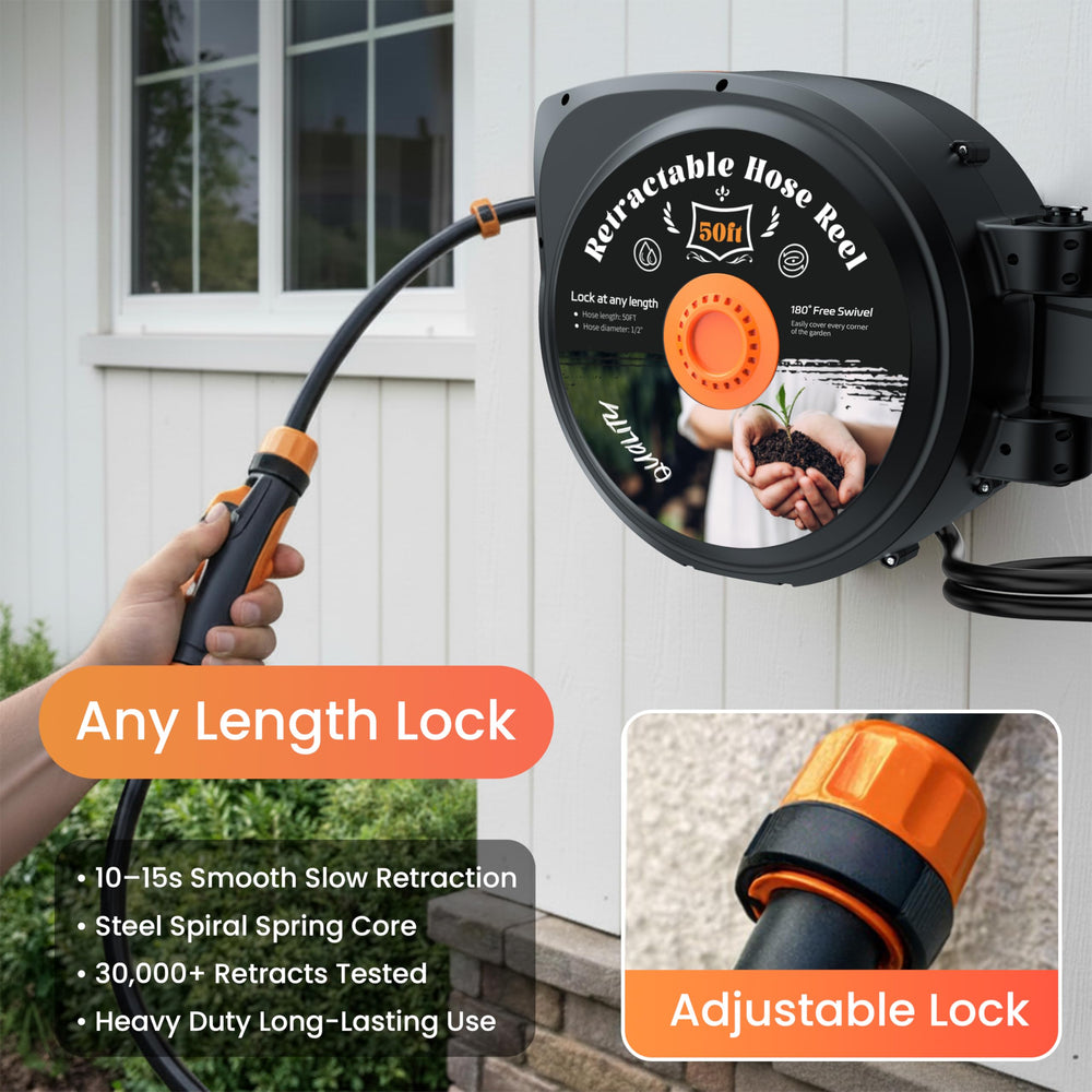 Hongmai retracted hose stored neatly in housing showing space-saving organization