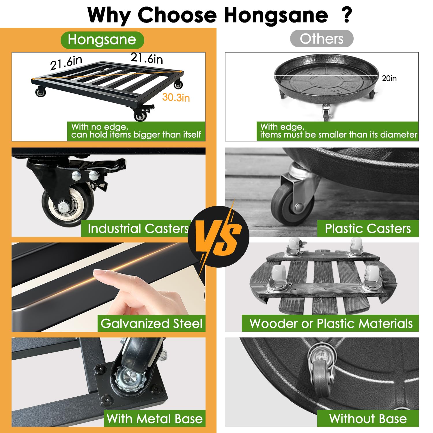 Hongsane two-pack stacked to show value and multi-planter mobility solution