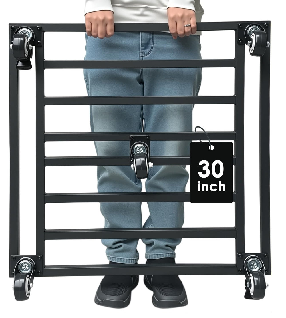 Hongsane front view of 30-inch metal plant caddy showing sturdy frame benefit