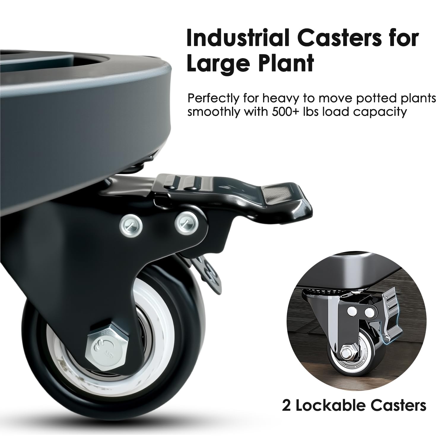 Hongsane plant caddy in use on patio with large urn enabling effortless repositioning